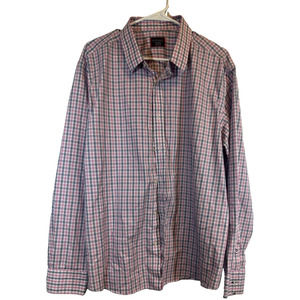 Untuckit 2XL Wrinkle Free Blue/White/Pink Plaid Longs Sleeve Button Up Shirt A8